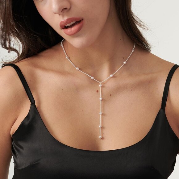 ⚡Pearl Necklace for Women 14K Gold plated White Silver plated Dainty accessories - Picture 3 of 7